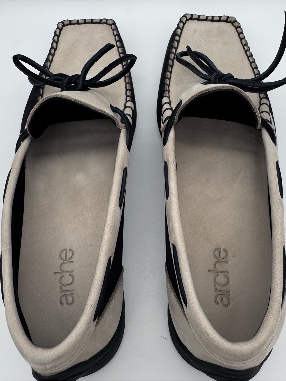 Arche Moccasin Loafers Two Tone Cream Black Leather Women EU 39 US 8 - Picture 8 of 13